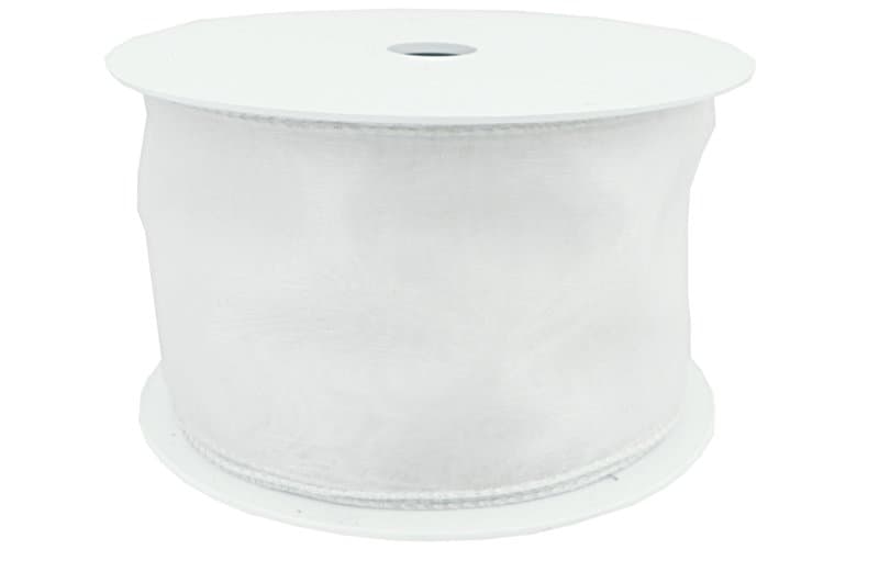 Wstążka szyfonowa z drutem, 7cm/9mb,  biała