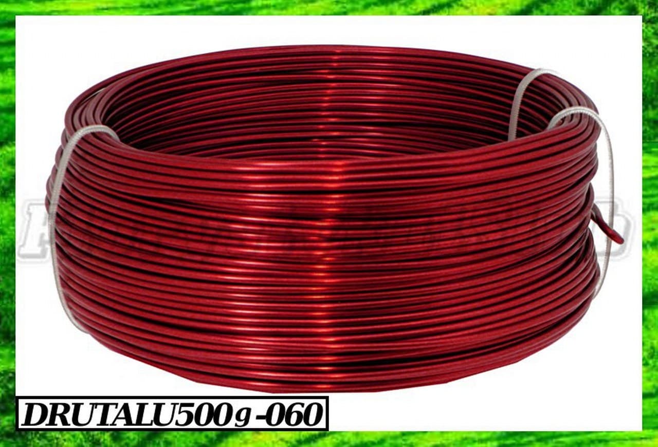 Drut  aluminiowy śr.2mm/500g/60mb, czerwony