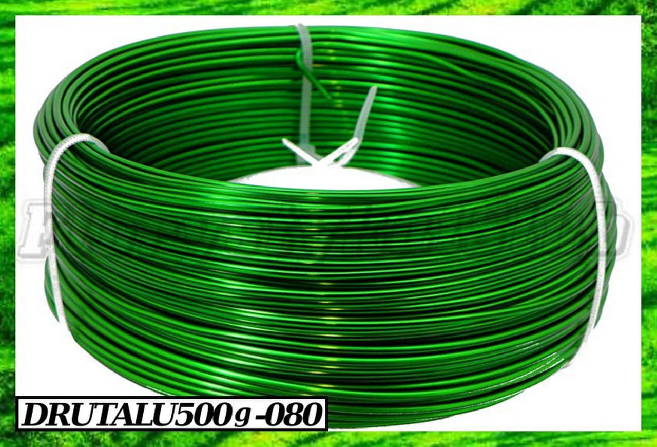Drut  aluminiowy śr.2mm/500g/60mb, zielony