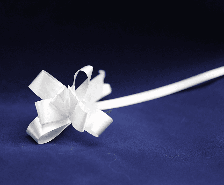 Wstążka ściągana szer.17mm, dł.34cm/10szt, biała