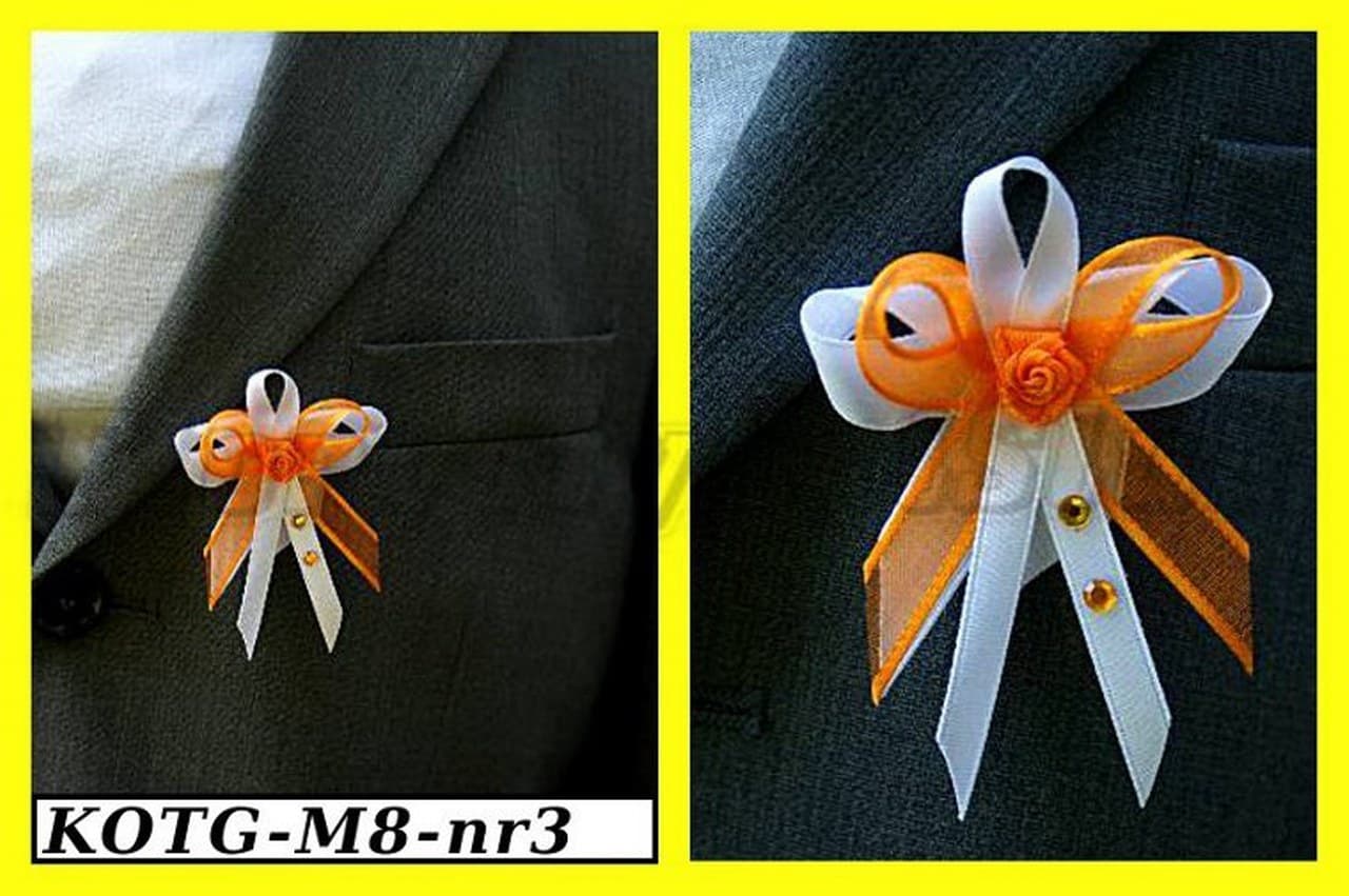 Kotylion dla Gości z dżetami pomarańczowy