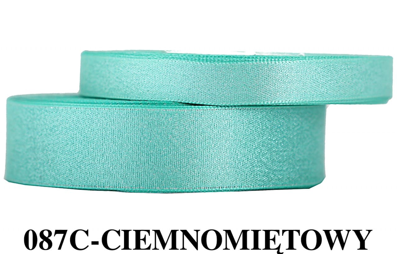Wstążka satynowa z brokatem 12mm/22mb ciemna mięta