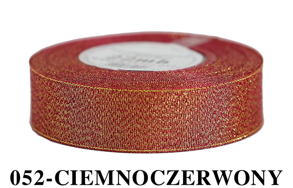 Wstążka brokatowa 25mm/22mb, ciemnoczerwona