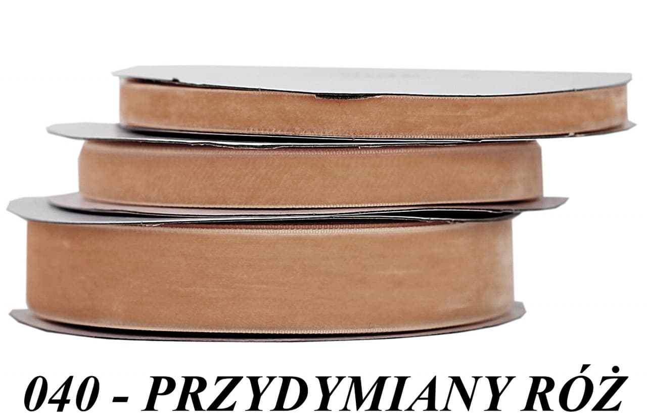 Wstążka aksamitna velvet, 25mm/9mb róż przydymiany