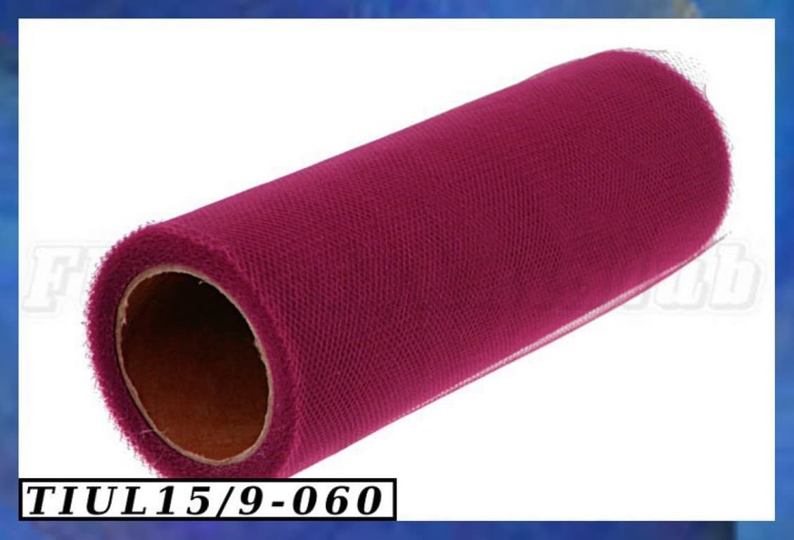 Tiul Drobny, 15cm/9m bordowy