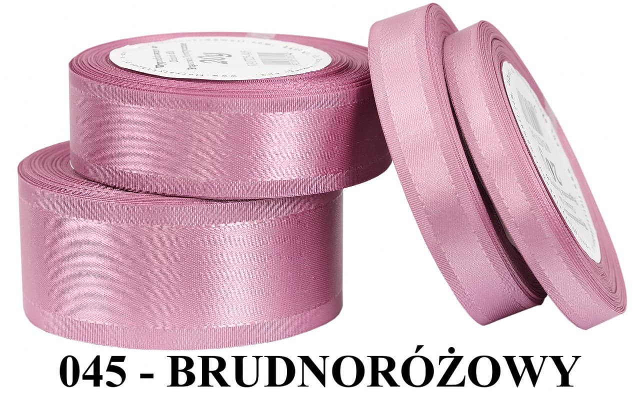 Wstążka z paskami satyna/tafta 15mm/20y brudny róż