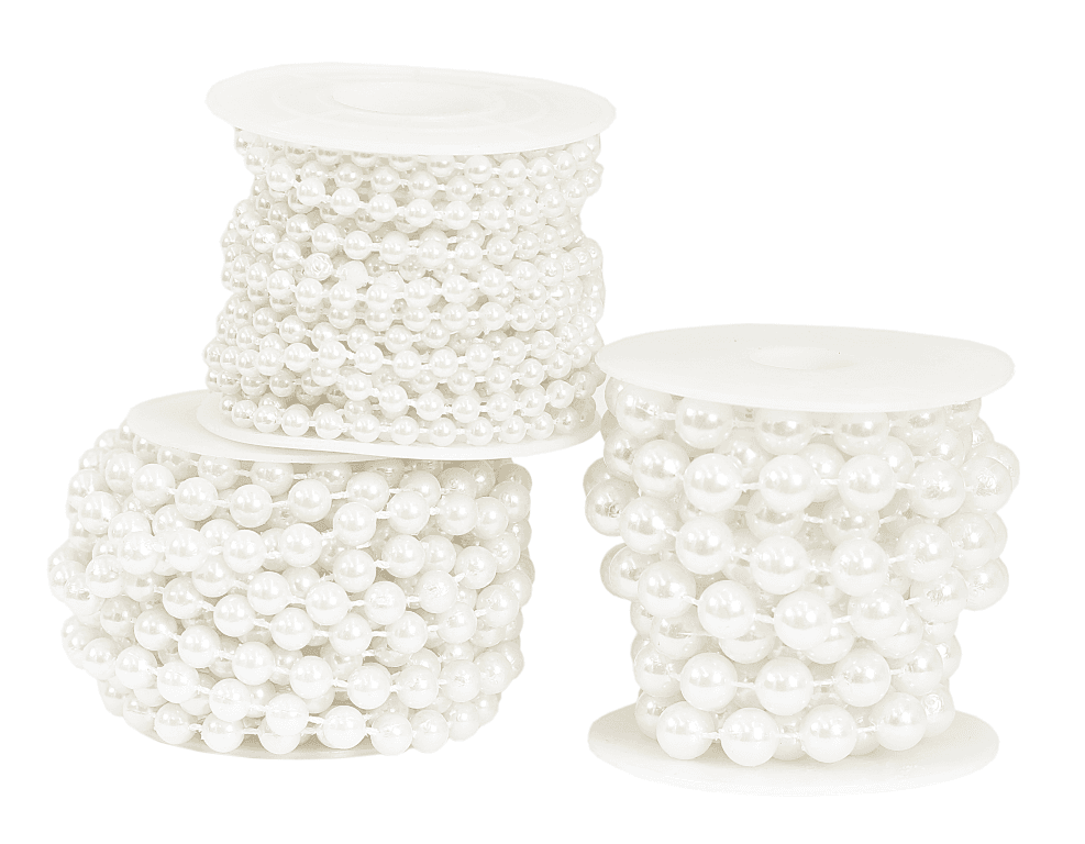Perełki na sznurku, śr 6mm/3mb, białe