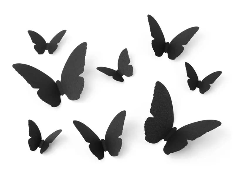 Dekoracja papierowa czarne motyle, ćmy, 6-12cm