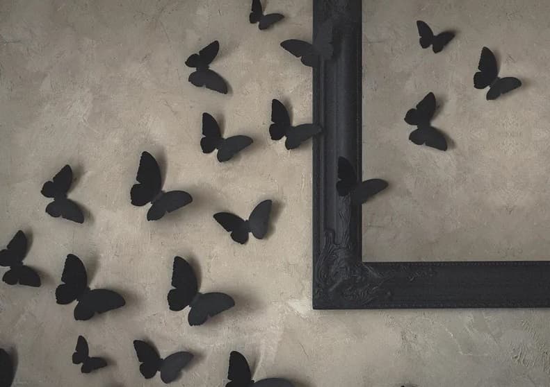 Dekoracja papierowa czarne motyle, ćmy, 6-12cm