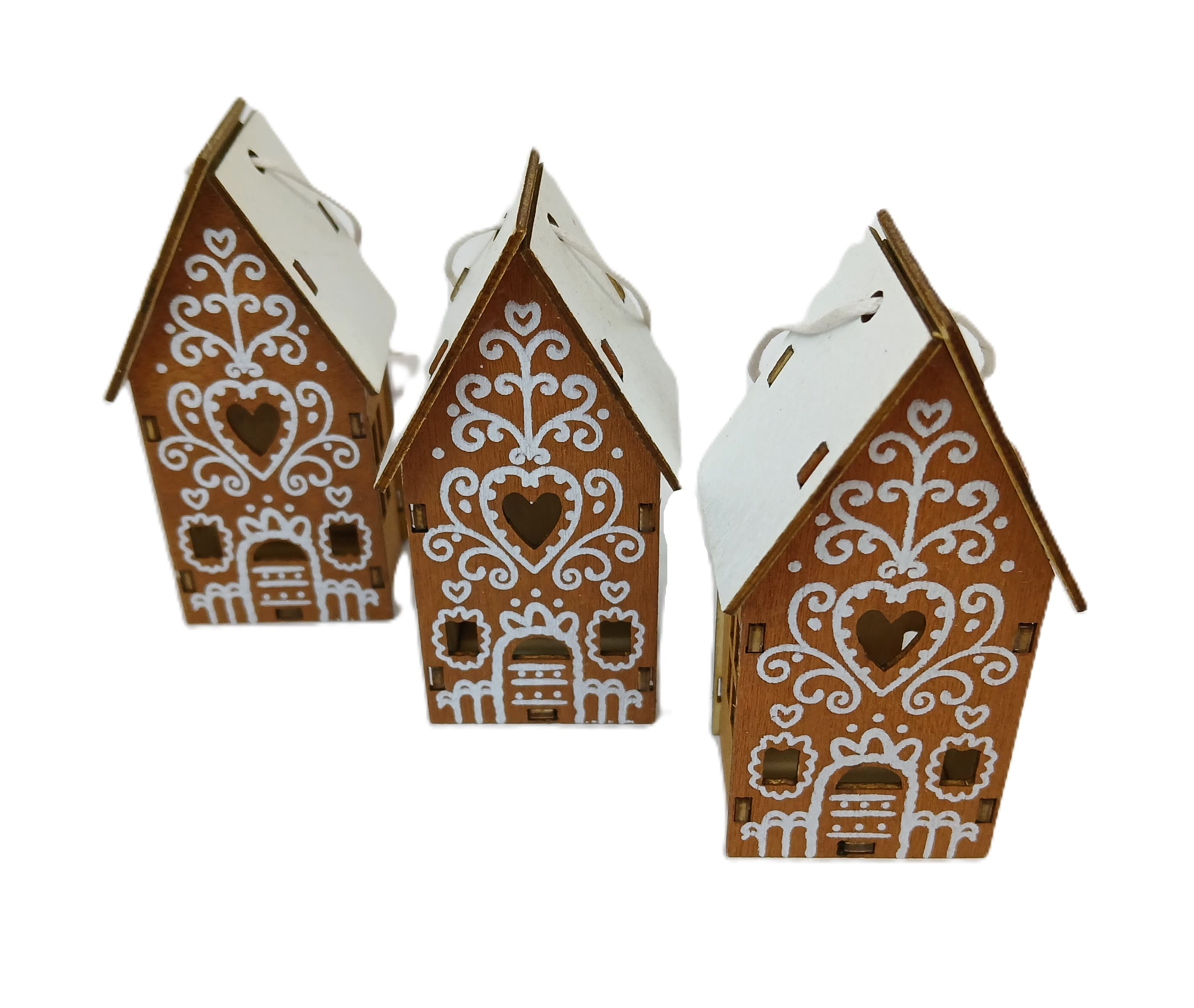 3szt Zawieszka dom z piernika wysoki 3D 2,5x3x8cm