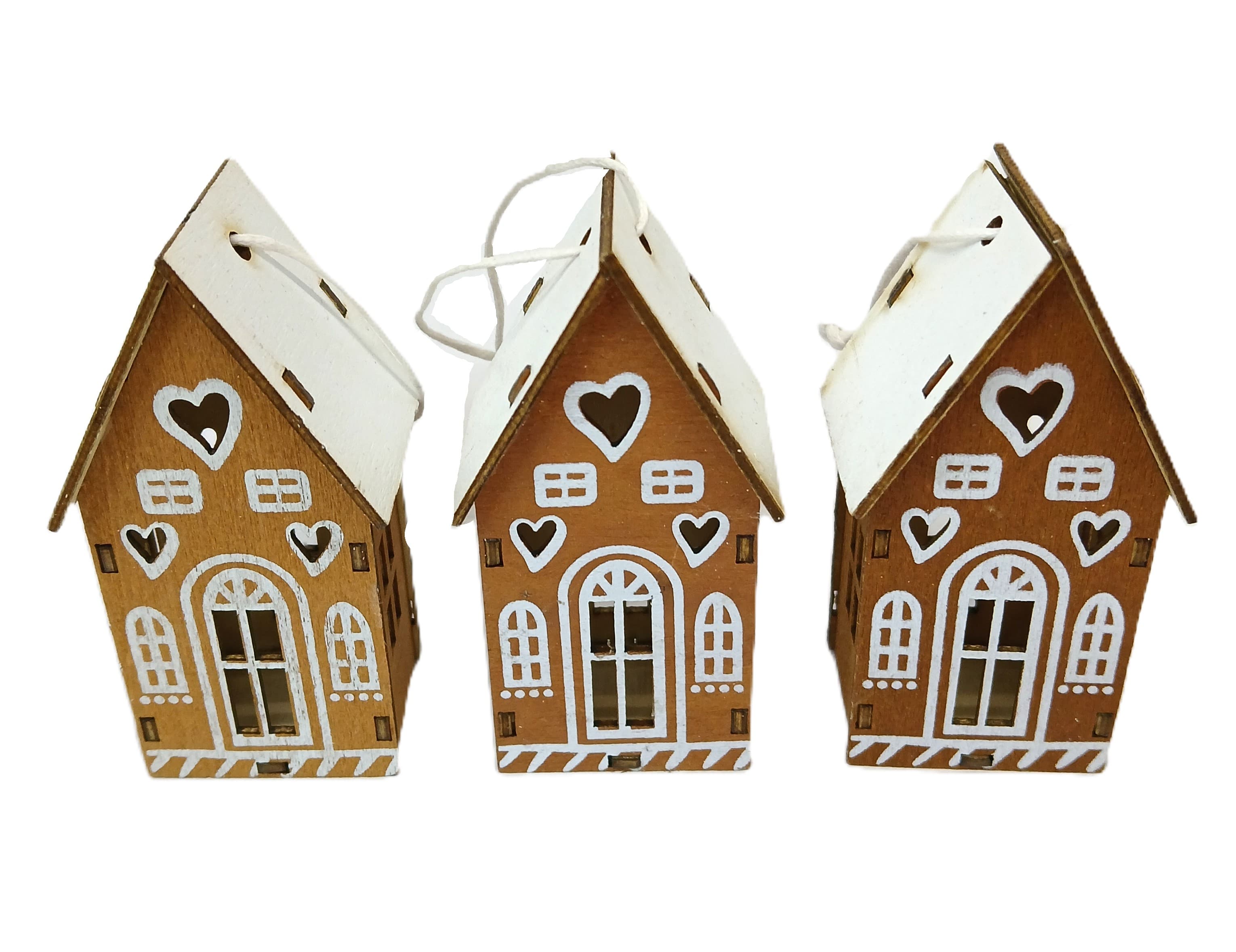 3szt Zawieszka dom z piernika wysoki 3D 2,5x3x8cm