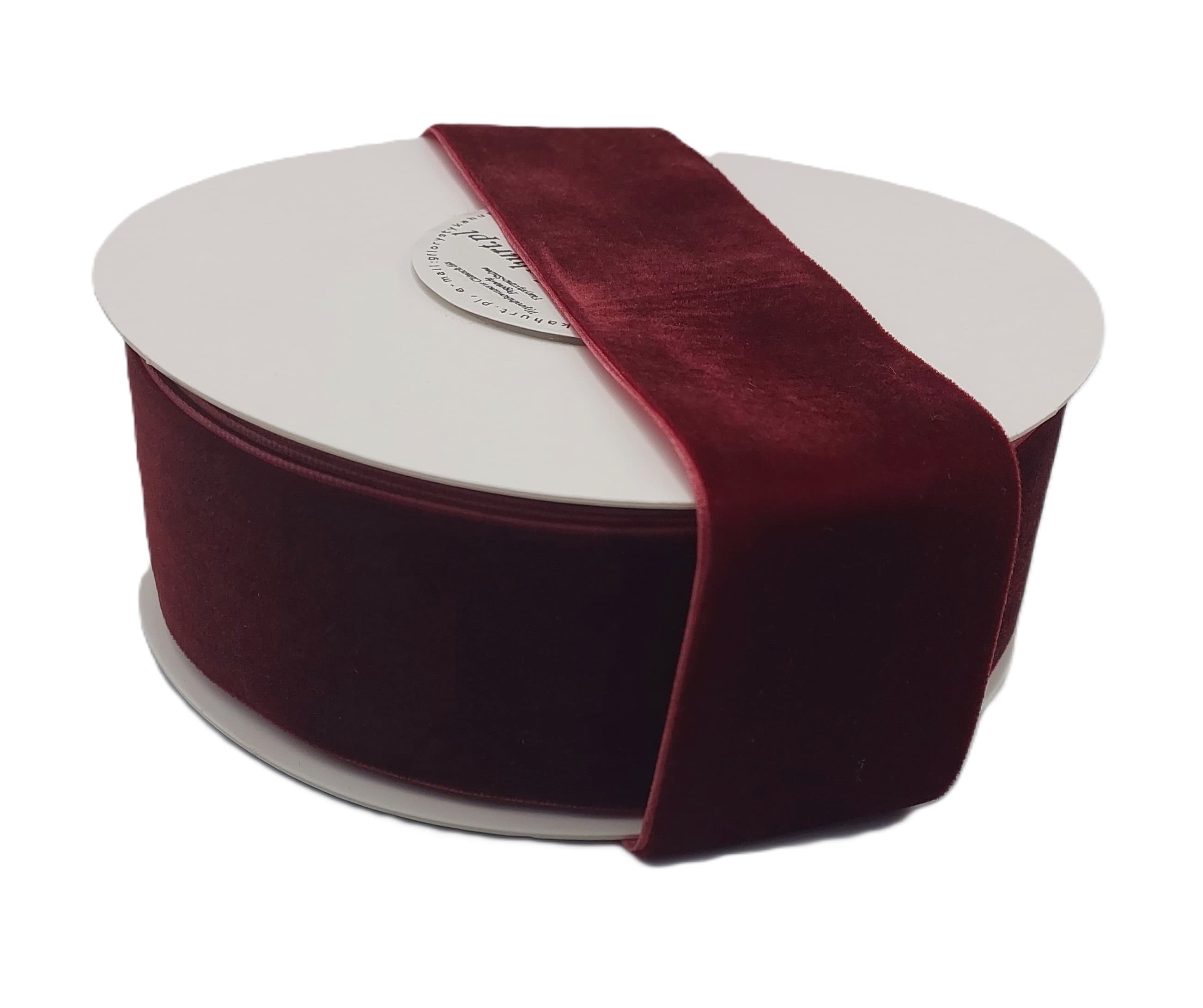 Wstążka aksamitna velvetowa, 38mm/9mb, c.bordowa