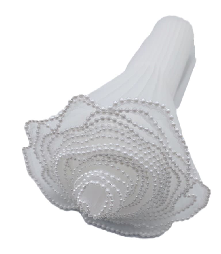 Sztywny tiul z perełkami, 28cm/4mb, biały